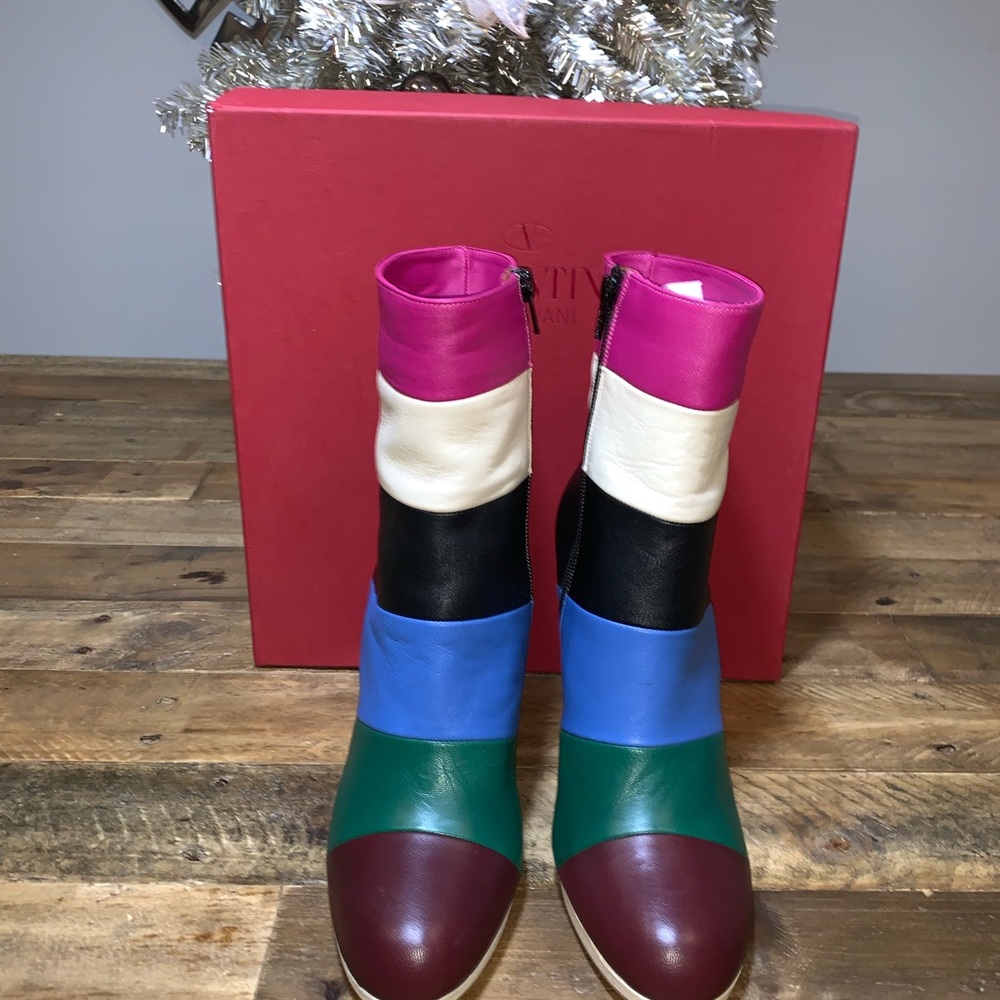 New Valentino Garavani Colorblock Ankle Boots - Picture 3 of 8